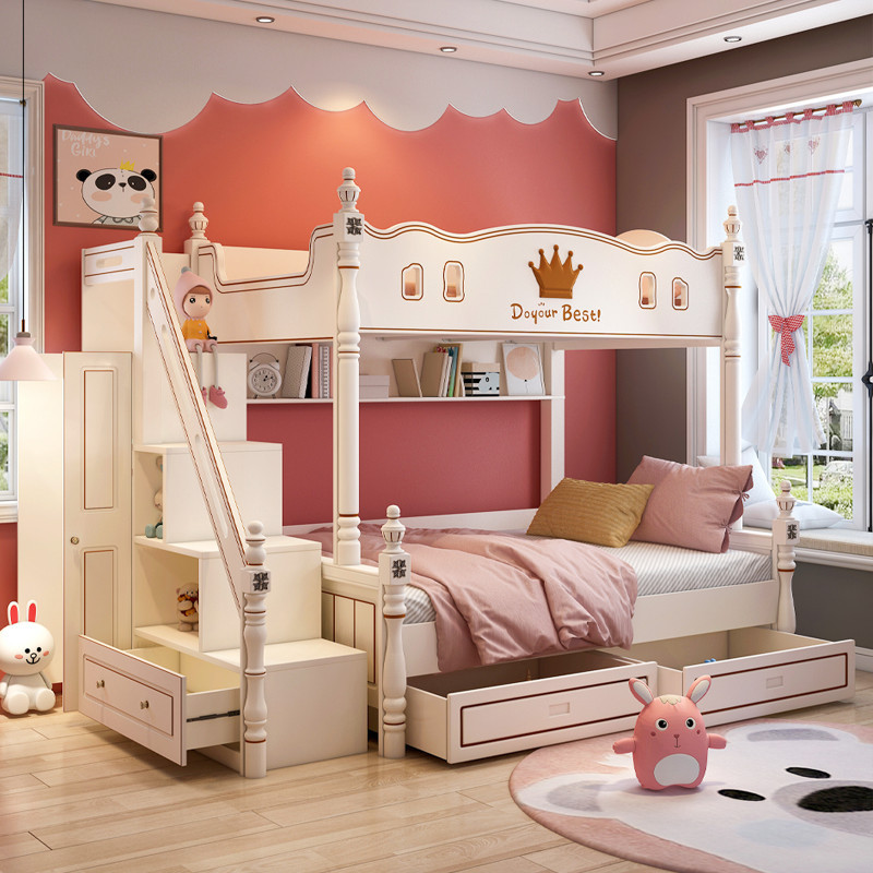 床5-10岁睡的儿童母子滑梯童床床边上下床双层床带书桌儿童滑梯床全