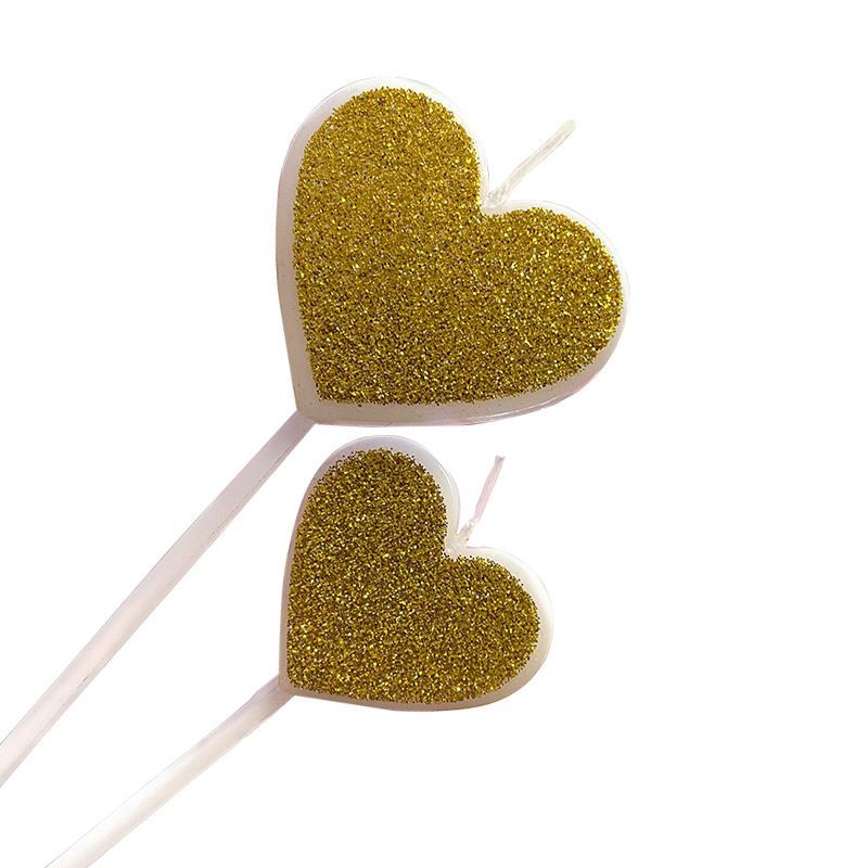 Wholesale Love Heart-Shaped Candle Party Supplies XINGX Gold-Plated Candle Silver Birthday Cake Candle