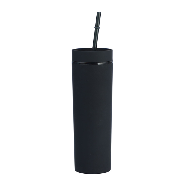 Cross-Border Spot Goods 16Oz Frosted Plastic Cup Portable Good-looking Tumbler Solid Color Cup with Straw Creative Glass Wholesale