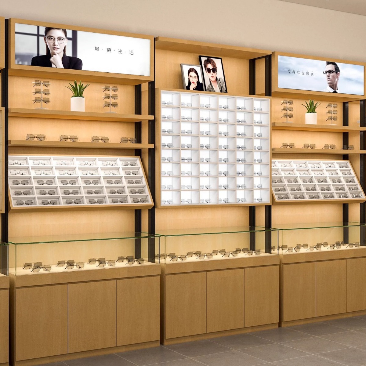 快时尚眼镜柜太阳眼镜展示柜铁艺眼镜店货架柜台高端烤漆展柜