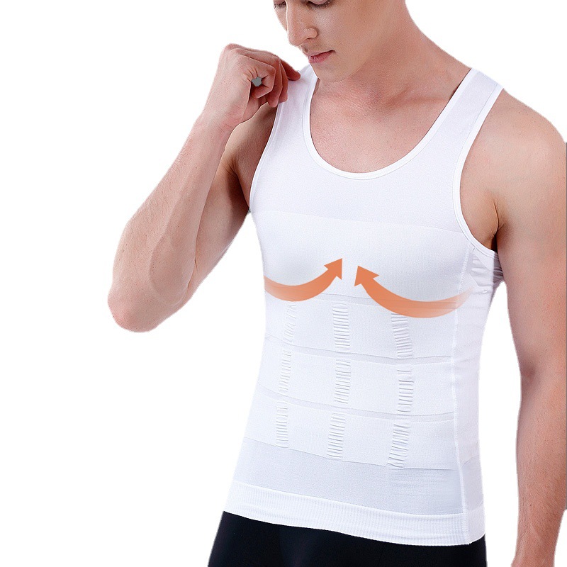 Men's Body Shapers Chest Cover Body Shaping Belly Contraction Vest Belly Contracting Sleeveless Breathable Fitness Sports Breathable Amazon Wholesale