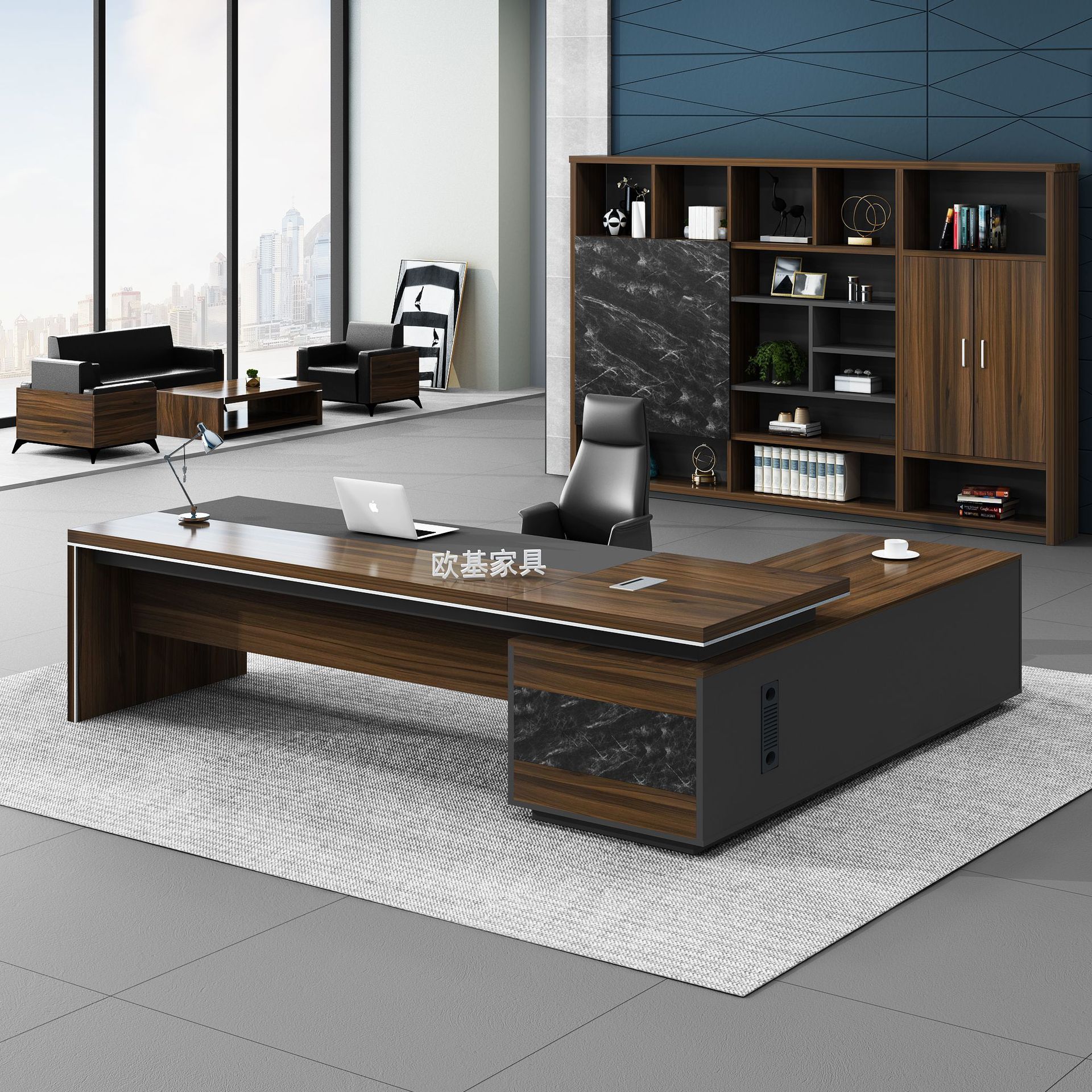 简约现代老板桌椅组合 总裁桌经理主管办公桌 板式大班台办公桌