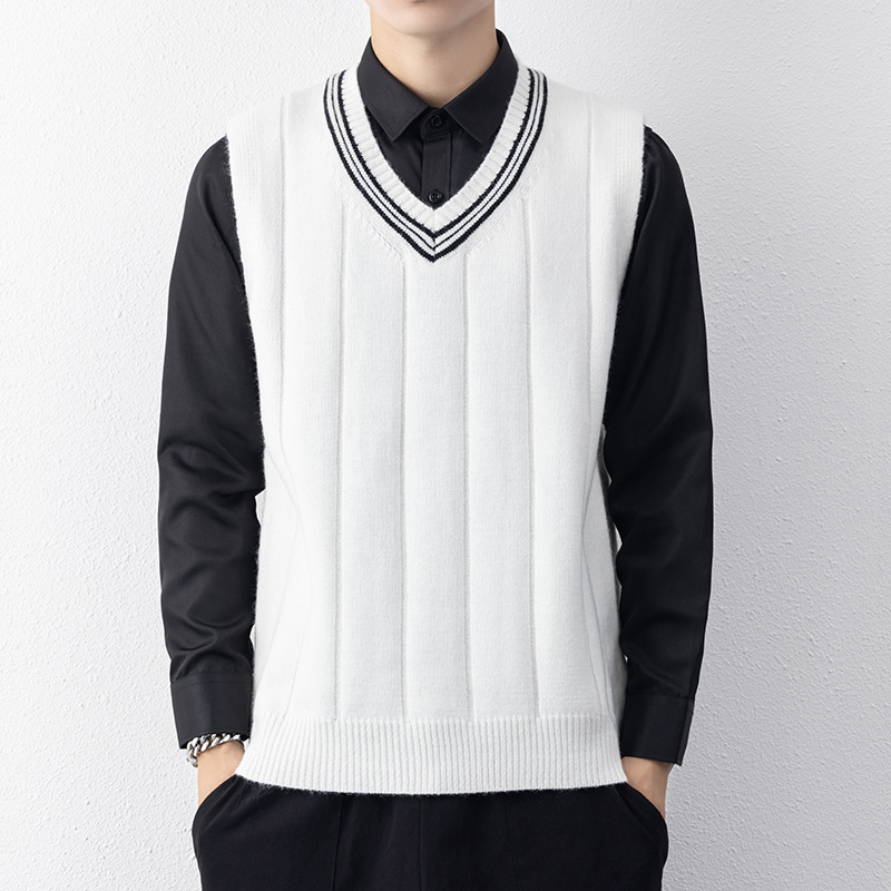 男士毛衣背心马甲秋冬季新款纯色针织衫无袖坎肩潮流休闲百搭上衣