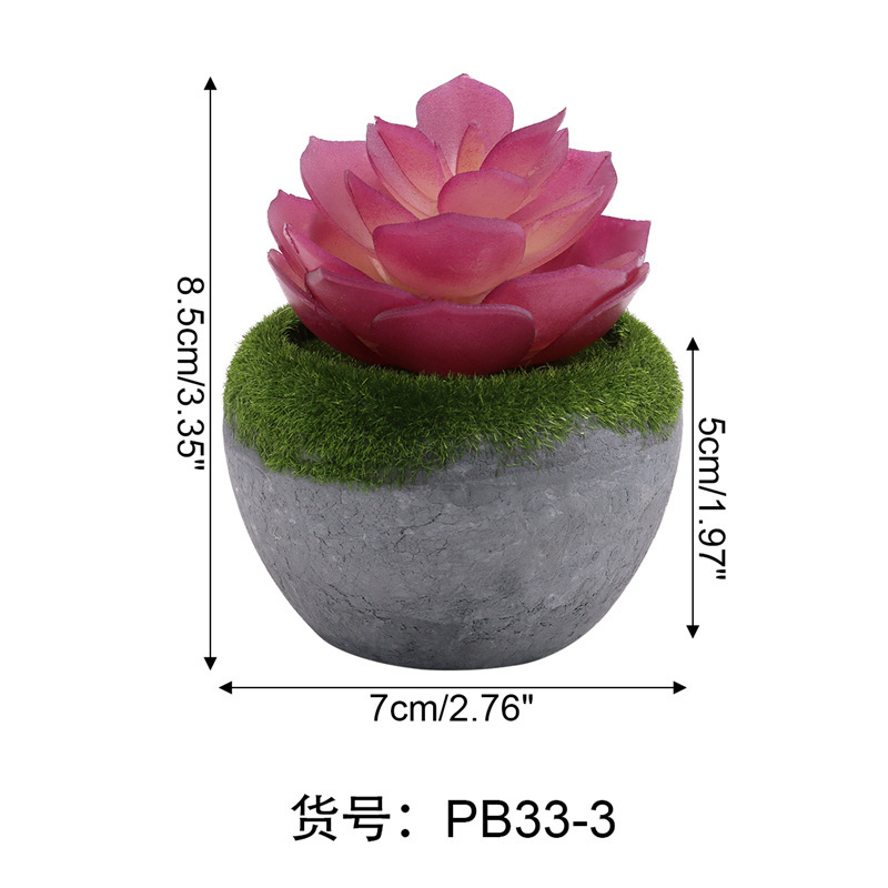 Cross-Border Supply Artificial Succulent Pant Vintage Pulp Bonsai Artificial Flower Fake Succulent Imitation Cement Plant Moss Pot