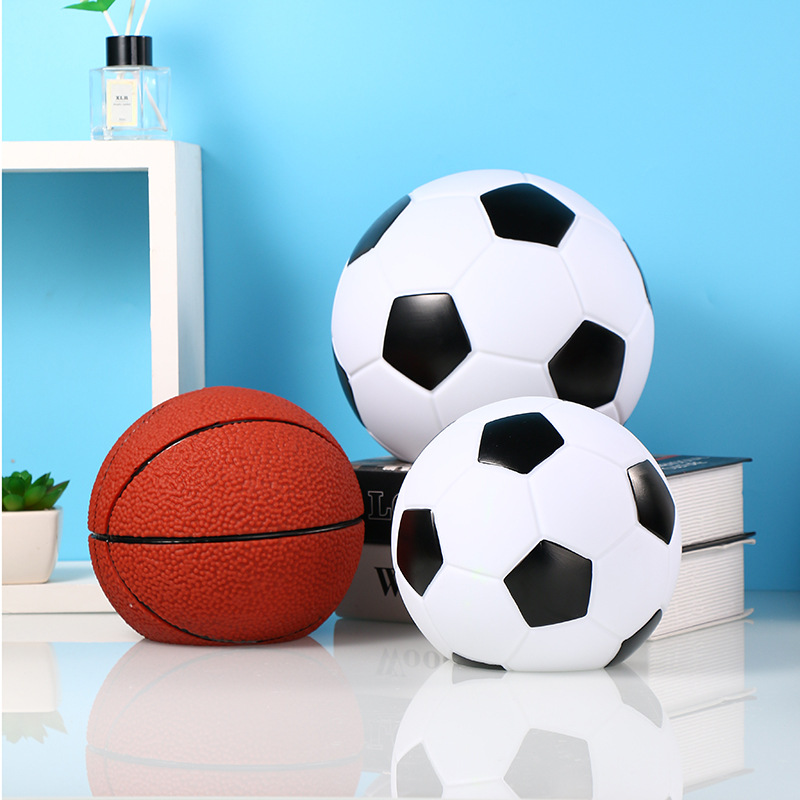 Vinyl Drop-Resistant Hand-Painted Football Coin Bank Creative Gift for Boys Savings Bank Basketball Desktop Study