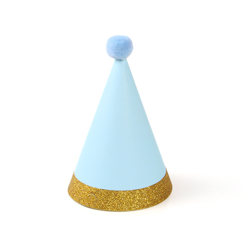 蛋糕生日派对帽子帽绒球帽磨砂小仙女小王子儿童大人成人帽尖角帽