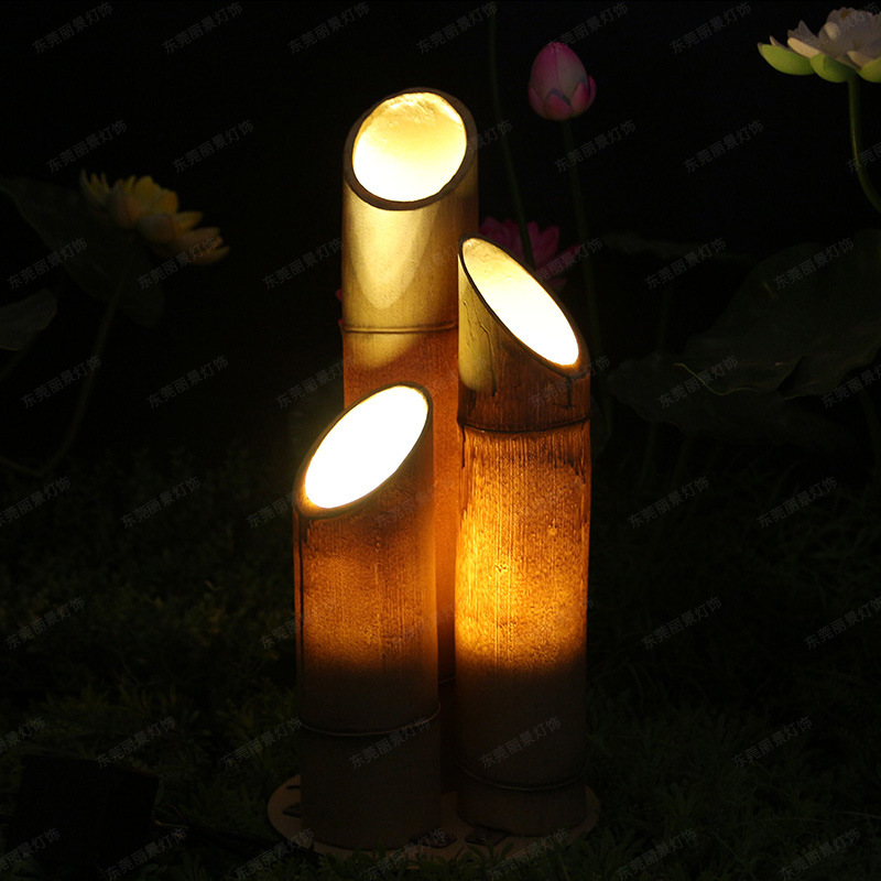 树脂竹子灯仿真竹筒灯户外公园景区亮化草坪庭院装饰竹节灯景观灯