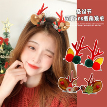 圣诞节可爱鹿角发夹装饰发卡对夹韩版圣诞卖萌造型网红小发饰礼品