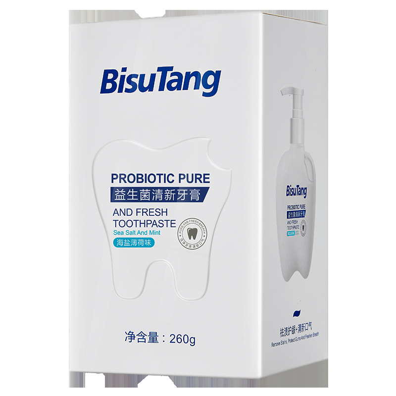 Bisutang Probiotics Fresh Toothpaste Sea Salt Mint Flavor Stardust Drunk Peach Soda Pure White Toothpaste Factory Wholesale