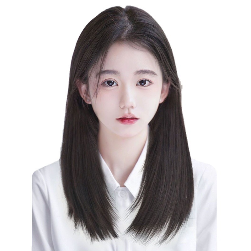 Wig U-Shaped One-Piece Collarbone Length Haircut Hair Extension Half Headgear Invisible Seamless Hair Increase Medium Long Straight Inner Buckle Hair Extension