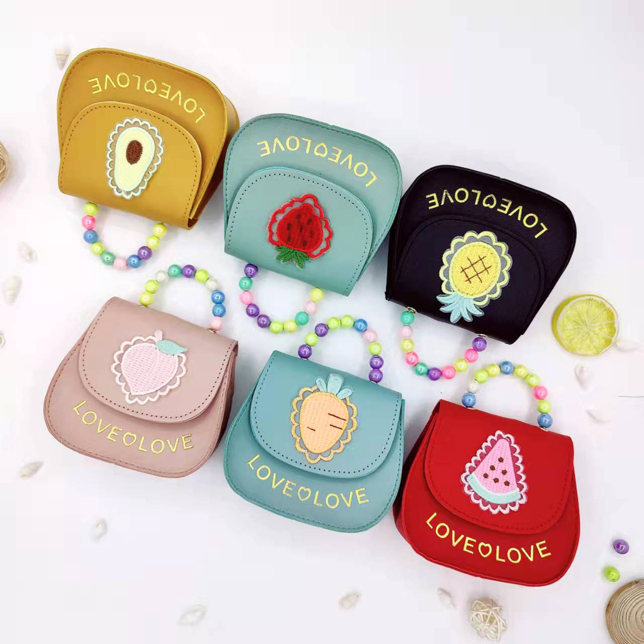 Popular Fruit Series Children's Bag Girls' Cute Fashionable Colorful Handbag Embossed Women's Bag Change Messenger Bag