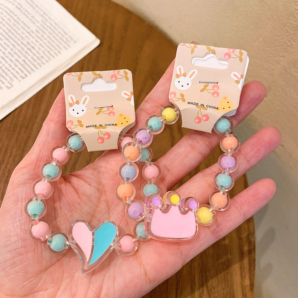 Cartoon Children's Bracelet Female Princess Jelly Color Beaded Cute Girl Baby Bracelet Student Jewelry Bracelet Jewelry