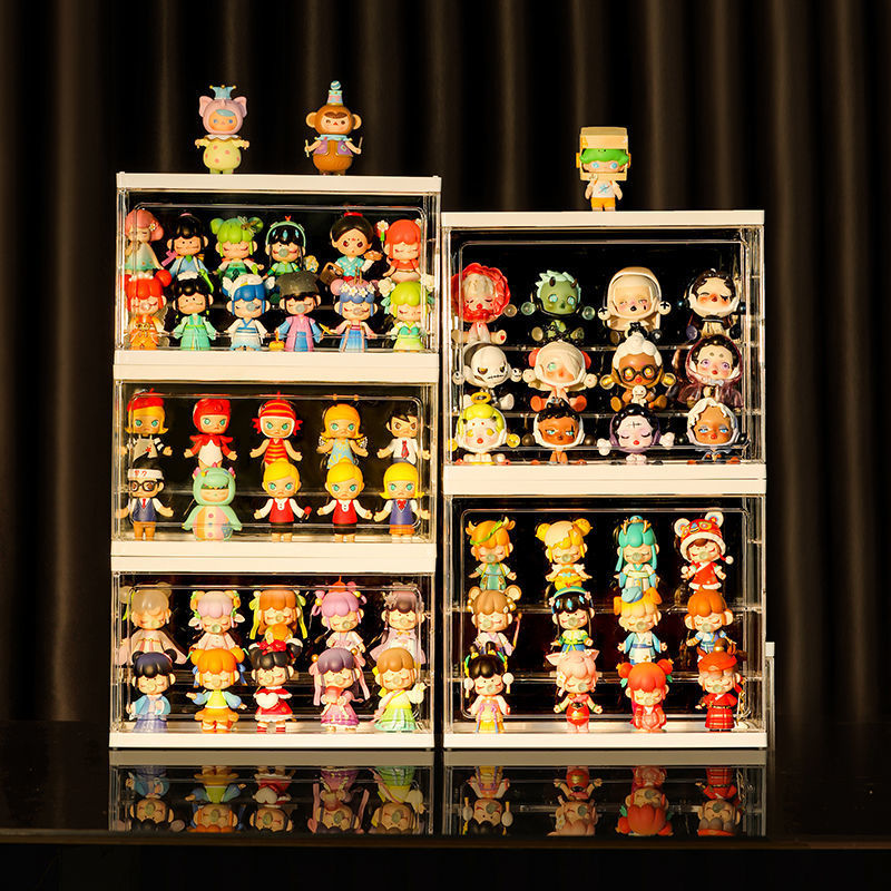 透明玻璃摆柜泡泡玛特展示盲盒架子手办墙乐高玩偶收纳置物架
