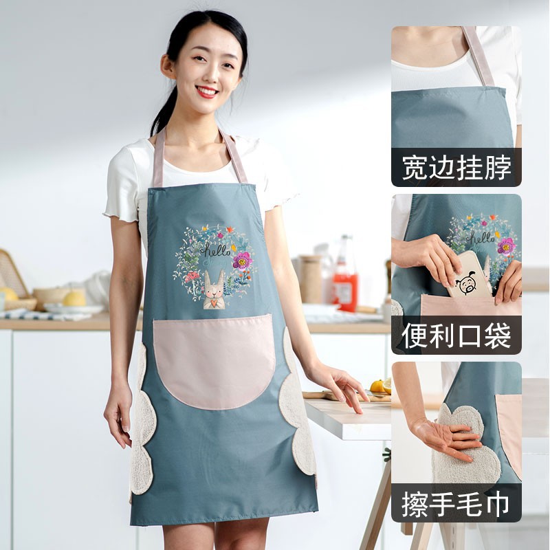 Apron Wholesale Women's Waterproof and Oil-Proof Kitchen Internet Celebrity Household Erasable Hand Cute New Fashion Cooking Work Men
