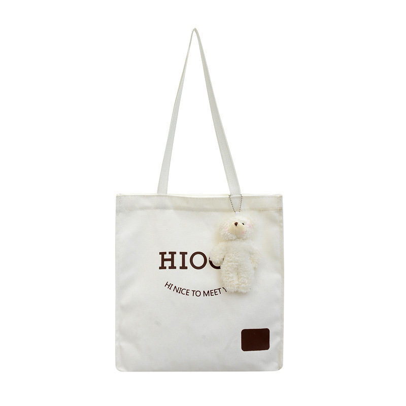 Large Capacity Canvas Tote Handbag Student Class Tuition Bag 2023 Simple Fashion Letter Shoulder Bag