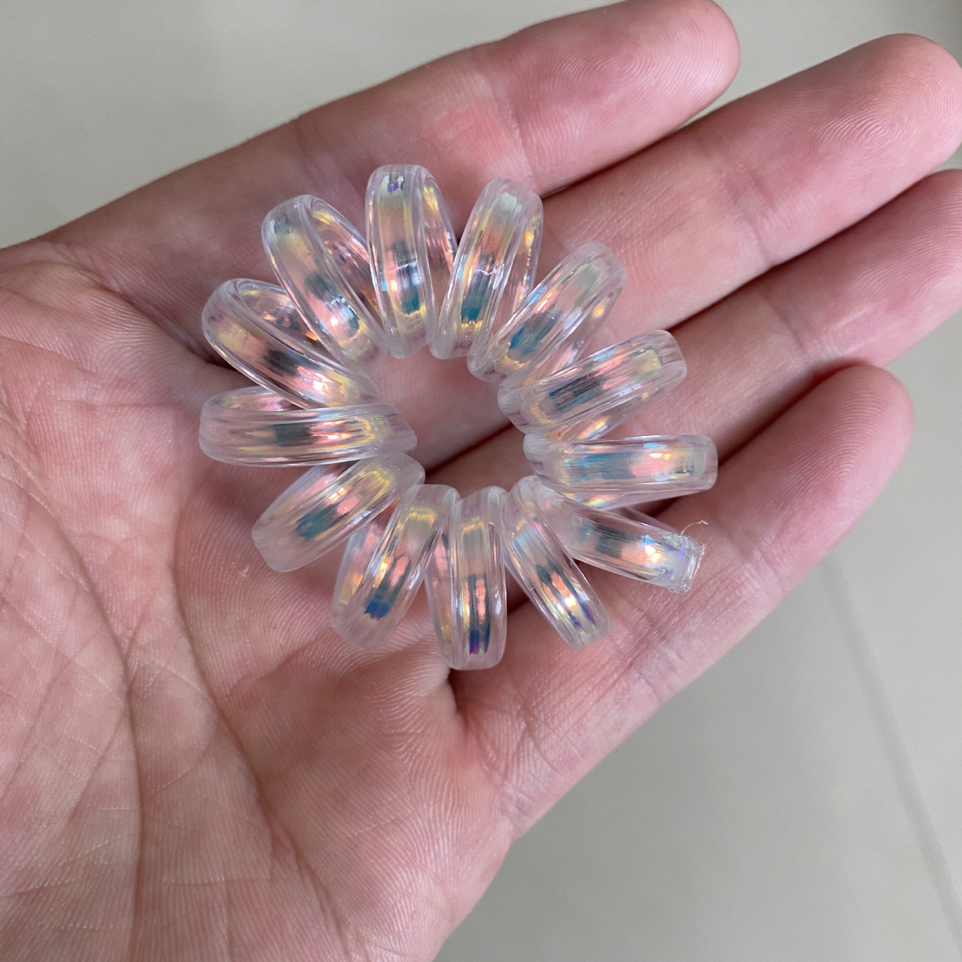 韩版人鱼姬电话线发圈镭射系头绳 扎马尾简约皮筋发圈网红发饰