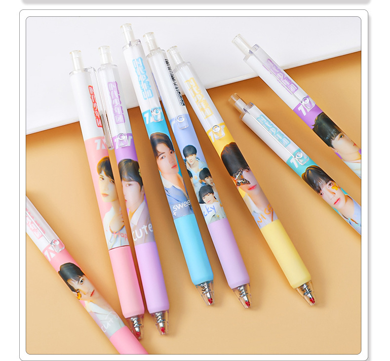 中性笔 tnt时代少年团按动笔学生按压式黑色水笔办公文具 水性笔