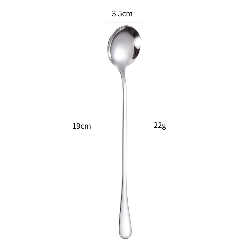 Long Handle Stainless Steel Stirring Spoon 1010 Ice Spoon Creative Coffee Spoon Cross-Border Ice Cream Ice Cream Spoon Ice Tip round Spoon