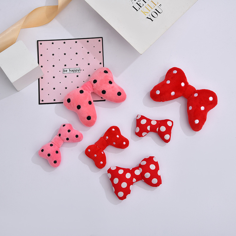 red new style polka dot bow cartoon plush doll toy bow tie creative sock hat accessories brooch accessories