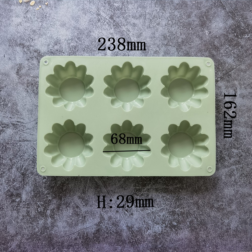 6-Piece Flower Egg Tart Cake Silicone Mold Insert Candle Fondant Epoxy Cookie Cutter Jelly/Pudding Mold