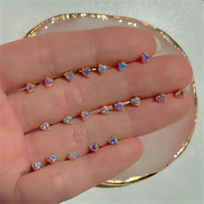 INS Hot Stud Earrings Golden Ice Cream Element Color Zirconium Ear Rings Dongdaemun New Jewelry Zircon Earrings for Women