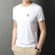 夏季新款男士短袖T恤男式中青年纯色圆领时尚休闲短袖棉T恤