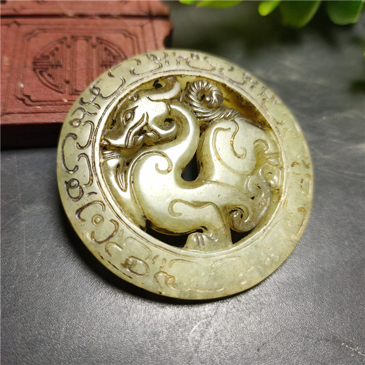 仿古玉器古玩工艺品岫石镂空四兽玉龙玉佩腰佩瑞兽挂件批发