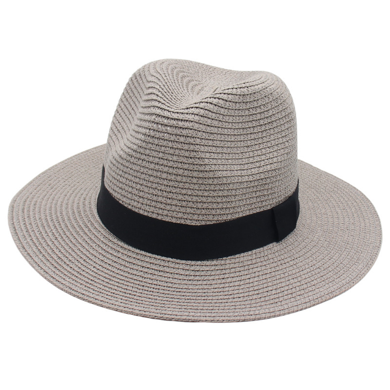 Spring and Summer Hot Sale Panama Straw Hat Square Black Ribbon Korean Style Top Hat Men and Women Fedora Hat Panamahat