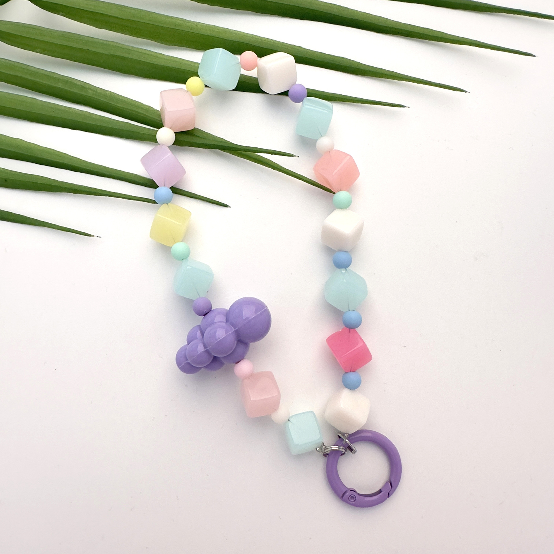 新款跨境小清新糖果色云朵手机链 手机壳挂饰方形钥匙扣包包挂件