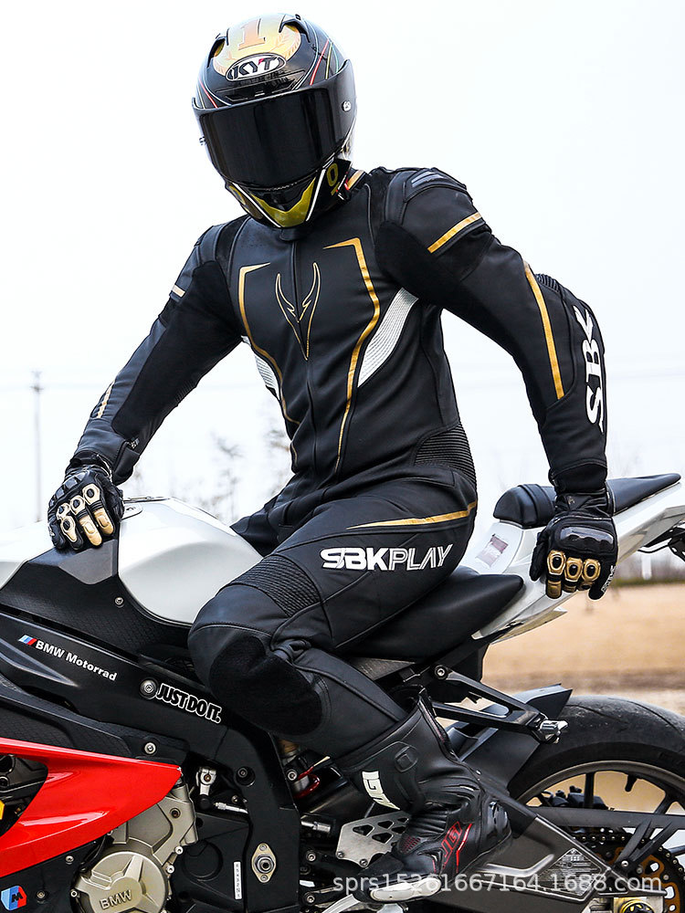 sbk连体皮衣赛车服摩托车骑行服竞技赛道机车服男防摔重机四季女