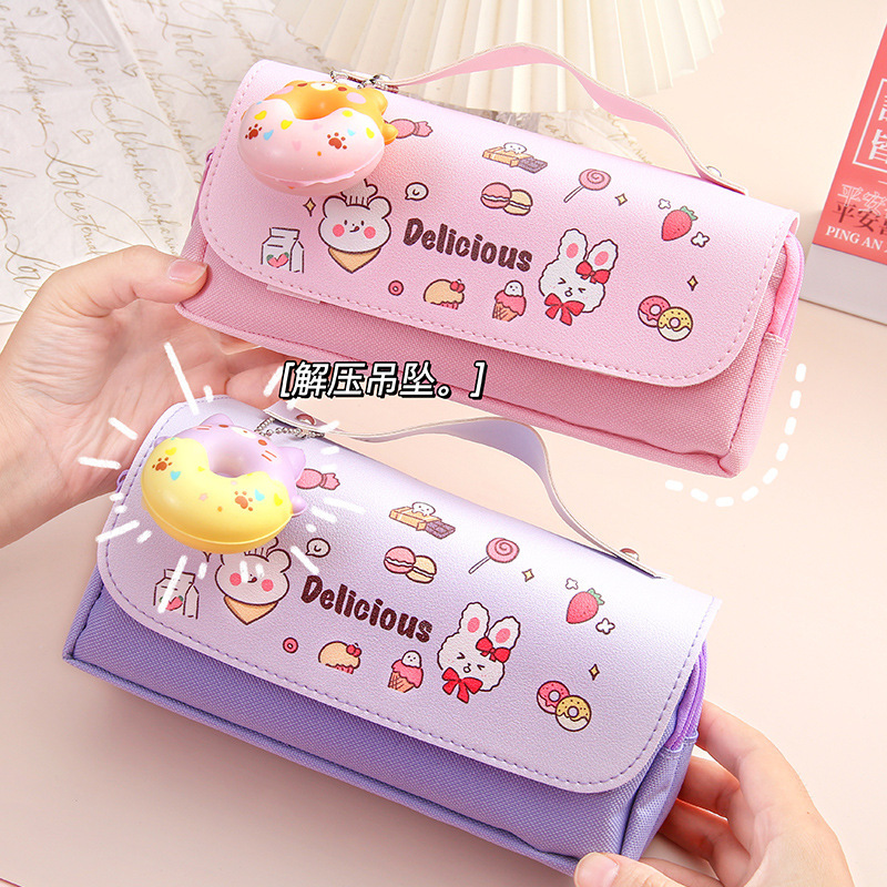 Cross-Border Wholesale Good-looking Large Capacity Student Handheld Pencil Case Stationery Box New Decompression Stationery Wholesale Pencil Case