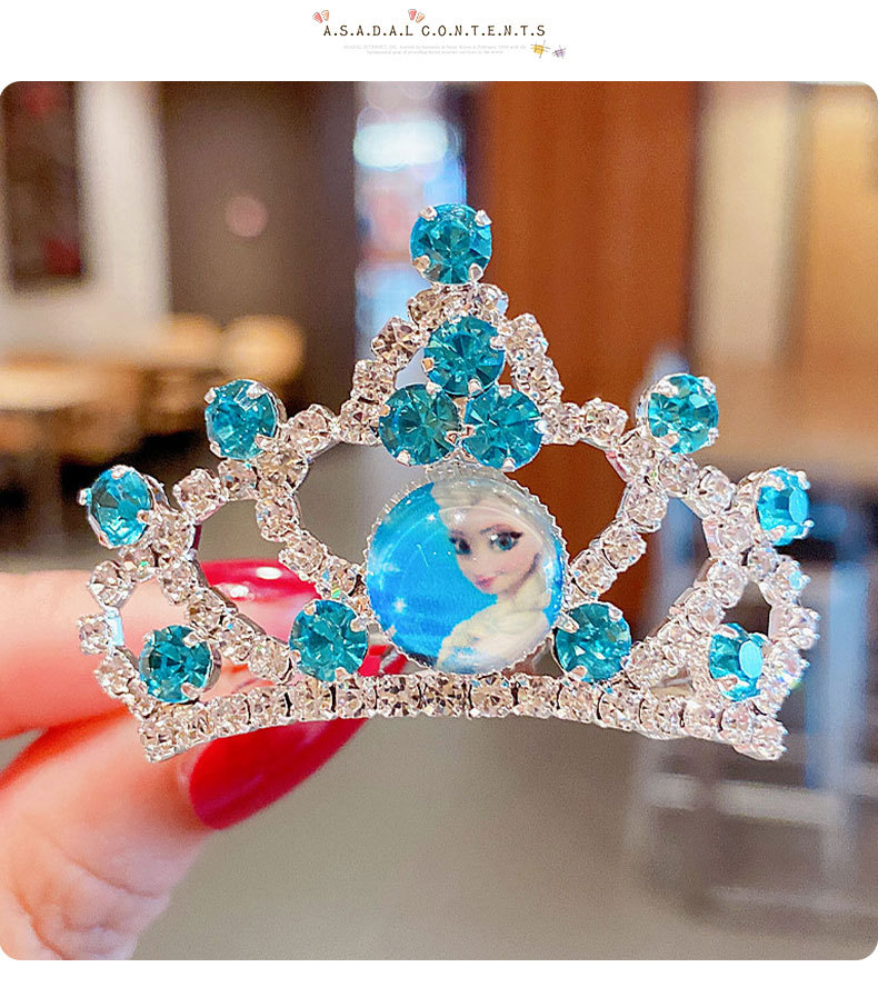 女童爱莎公主皇冠大发箍儿童水晶王冠头饰冰雪奇缘小女孩生日发饰