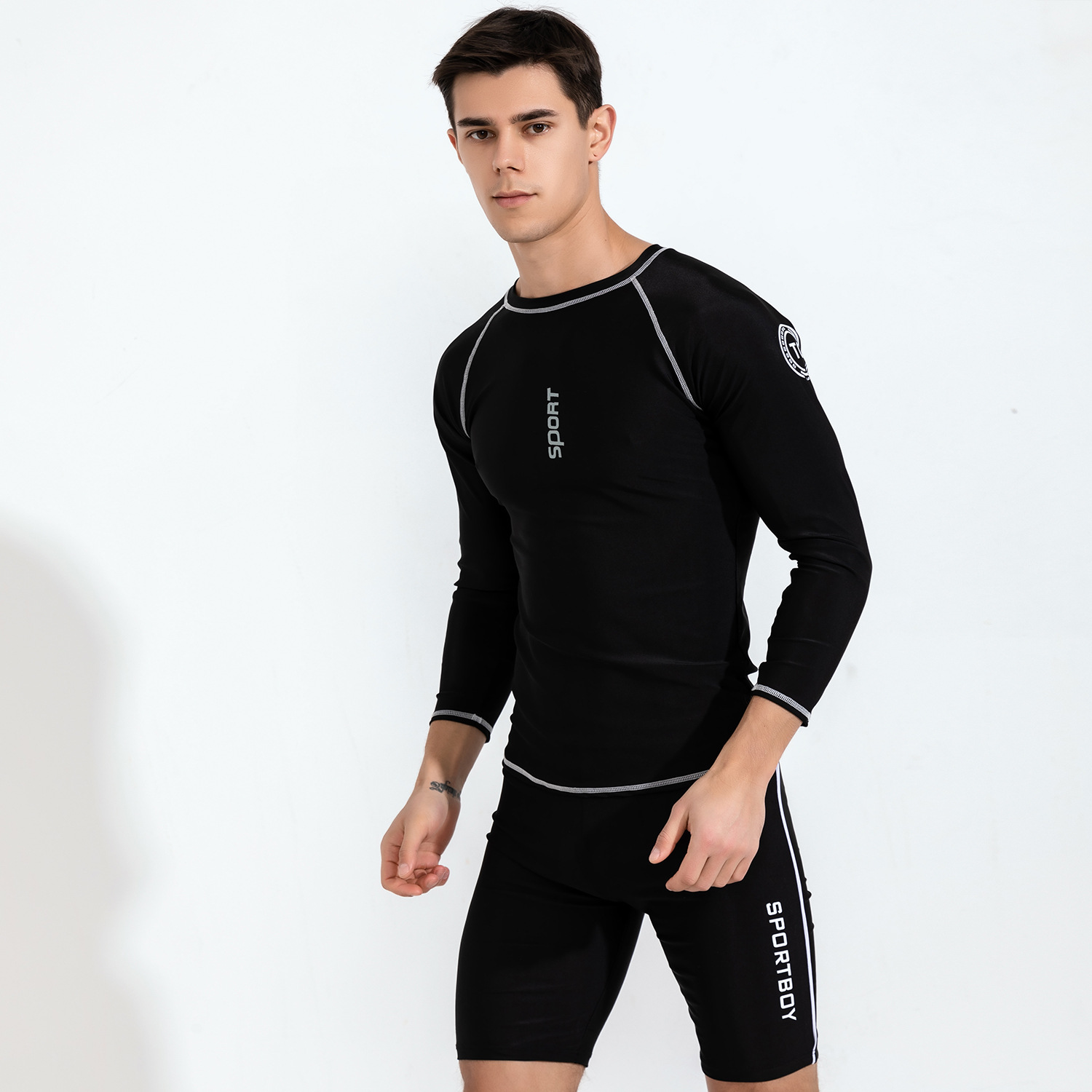 Men's Swimsuit Suit Split Long Sleeve Sun Protection Quick-Drying Boys Adult plus Size Swimming Training Set Suit Factory Wholesale