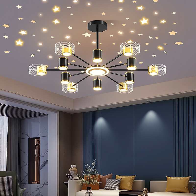 Modern Simple and Light Luxury Living Room Bedroom Dining Room LED Chandelier Nordic Creative Romantic Starry Lamp