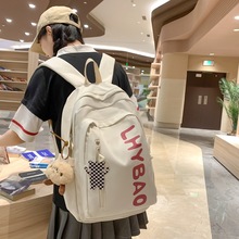 日系小众设计情侣背包男款大容量字母潮酷休闲双肩包高中学生书包