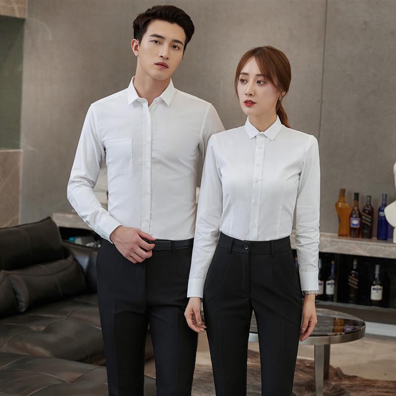 职业长袖高棉国企政府男女同款正装白衬衫银行教师团体工作服