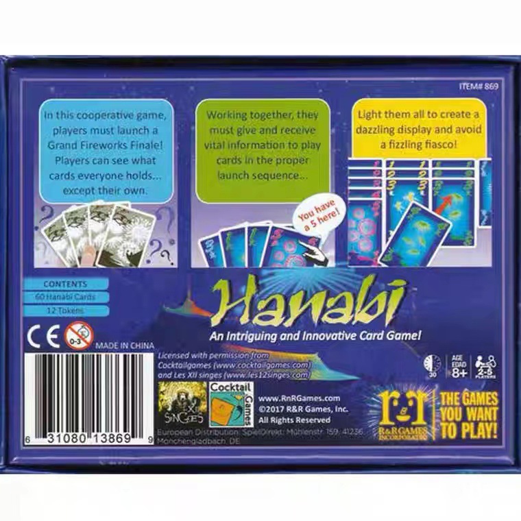 European and American Board Game R & R Games Hanabi Card Game Fireworks High-End Board Game Fireworks