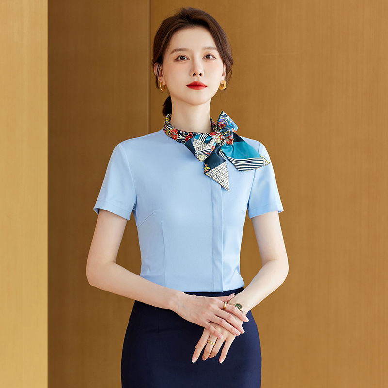 职业装套装女衬衫案场客服工作服夏新款衬衣酒店餐饮时尚前台工装