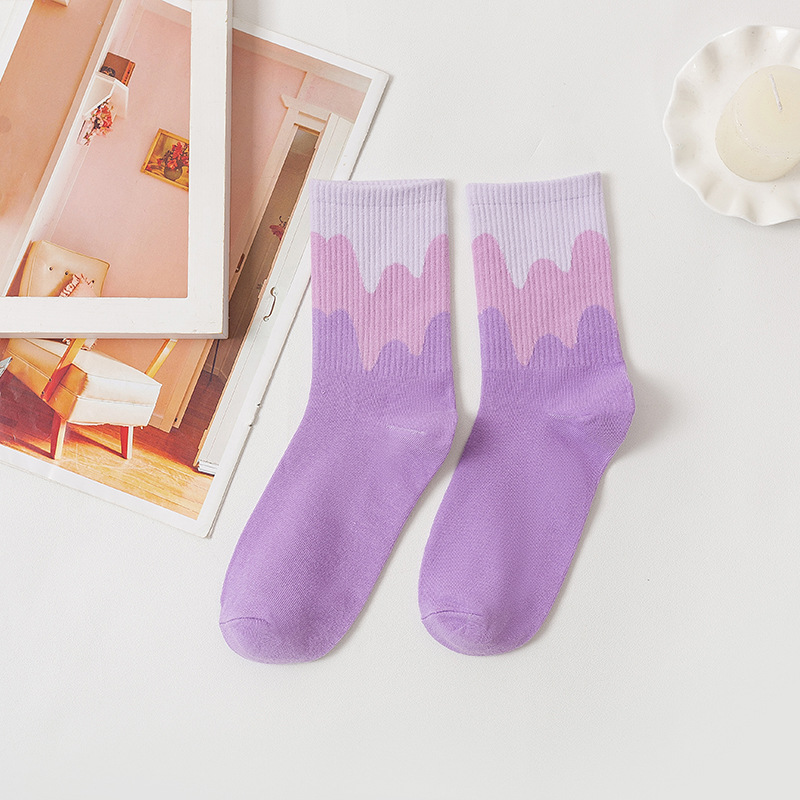 Ice Cream Socks Women's Japanese and Korean Mid-Calf Ins Trendy Cream Ice Cream Socks Spring and Autumn Comfortable Sweat-Absorbent Factory Direct Supply