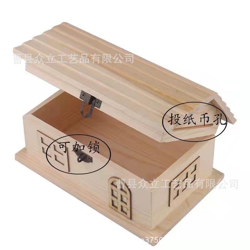 Internet Celebrity Wooden Saving Pot with Lock Savings Bank Production Creative Children Adult Birthday Gift Men and Women Wooden Storage Box