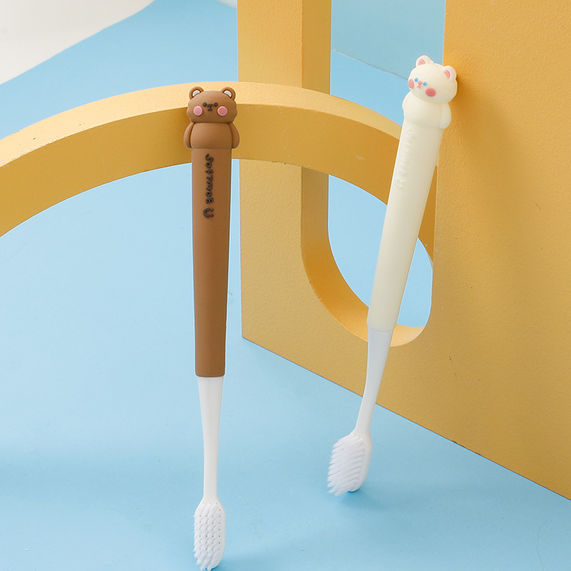 Japanese-Style Universal Animal Portable Soft-Bristle Toothbrush Children's Cartoon Fine Toothbrush Silicone Non-Slip Handle Toothbrush