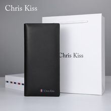Chris Kiss官方男士钱包长款正品头层牛皮奢侈品牌真皮钱夹男批发