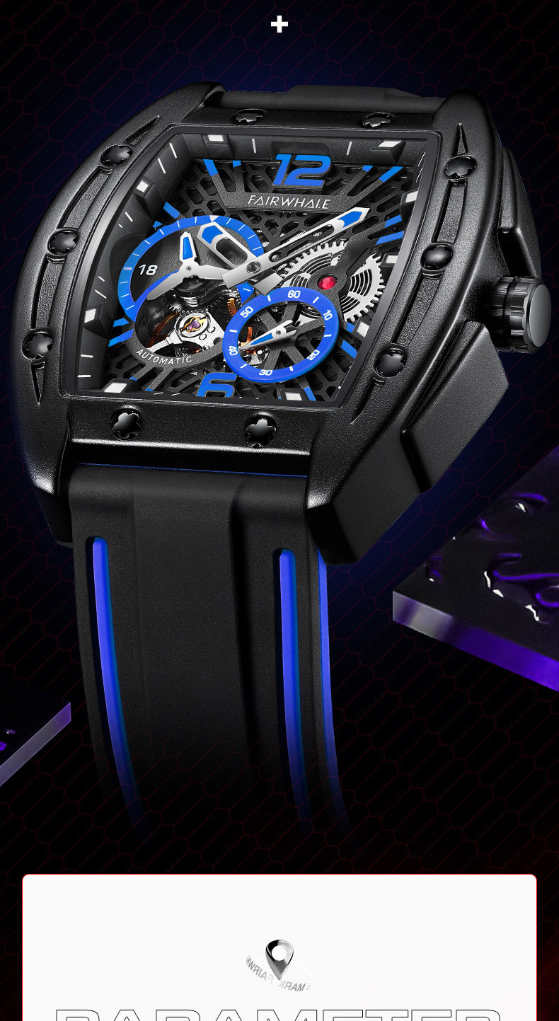 马克华菲品牌手表 时尚酒桶形名表自动机械表批发手表男士代发表