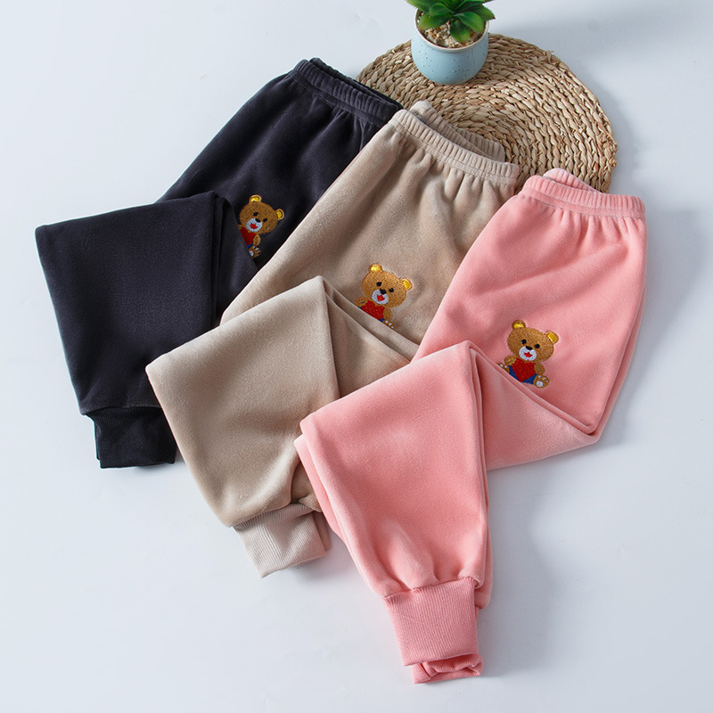 2b儿童运动裤双面绒卫裤男童裤子中小童韩版加绒加厚绒裤秋冬款潮