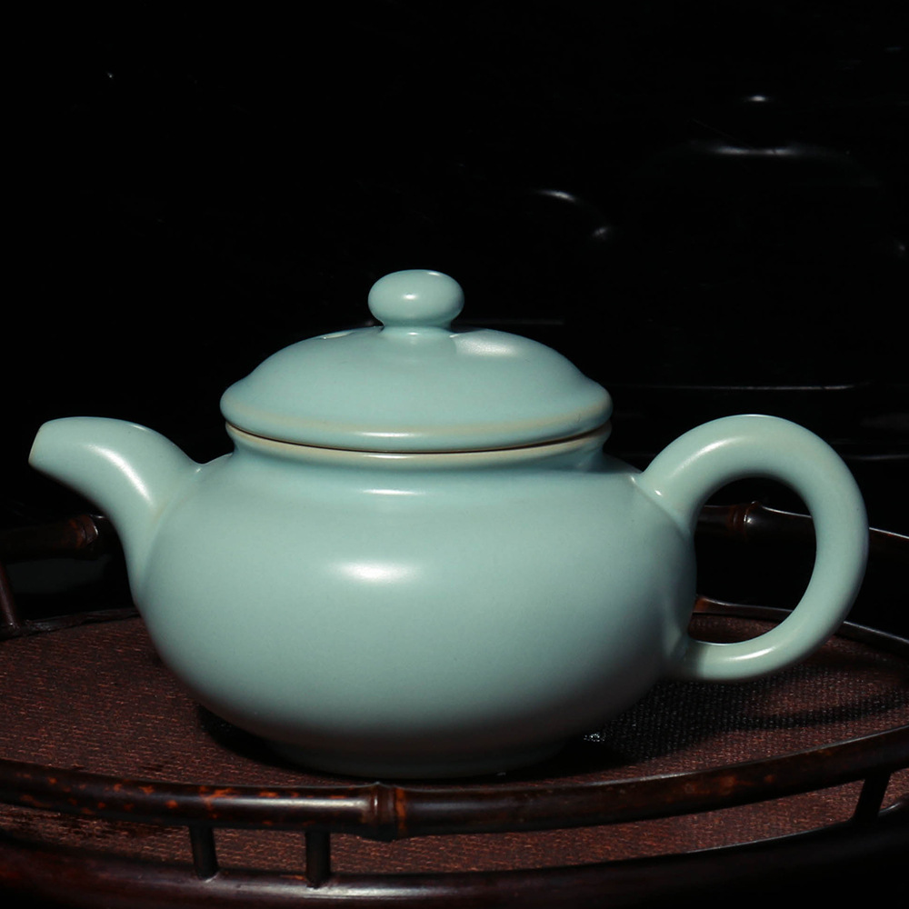 汝窑茶壶功夫茶具传统仿古壶可养开片汝瓷壶大容量陶瓷冲茶器单壶