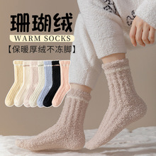 厚袜子女士珊瑚绒冬季中筒袜加厚居家保暖地板袜月子袜产后秋冬