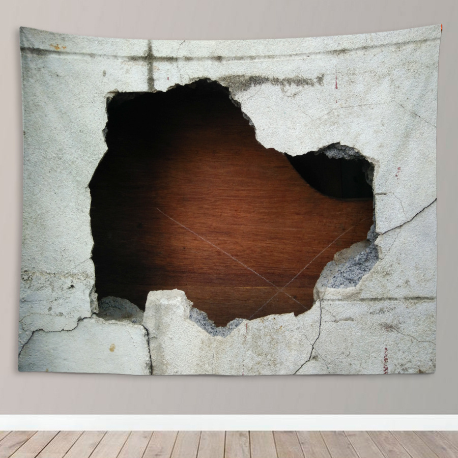 亚马逊挂毯 3d效果破洞墙挂布房间装饰布直播背景布卧室床头挂毯