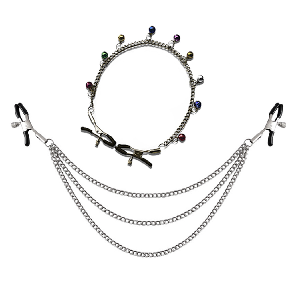 夫妻用品玩具铃铛乳夹女用调情刺激按摩双头链子咪咪乳夹sm刑具