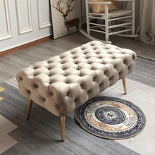 北欧时尚创意卧室床尾凳轻奢欧式长凳子金属脚换鞋凳衣帽间沙发凳