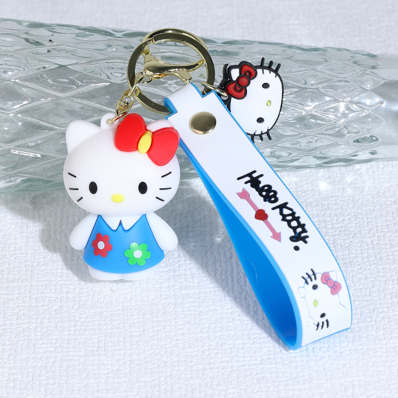 New Cartoon Hello Kitty Silicone Doll Keychain Pendant Couple Bags Car Hellokitty Pendant Gift